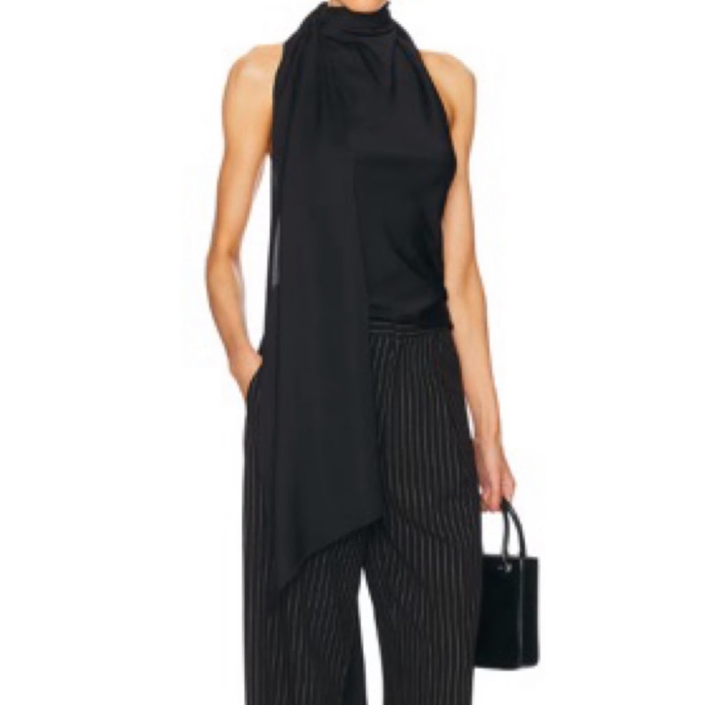 Helsa Natasha black silk halter top